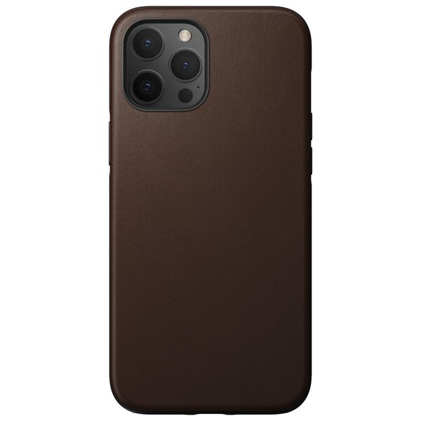 Nomad Rugged Case MagSafe, iPhone 12 Pro Max - l&auml;derskal, Brun