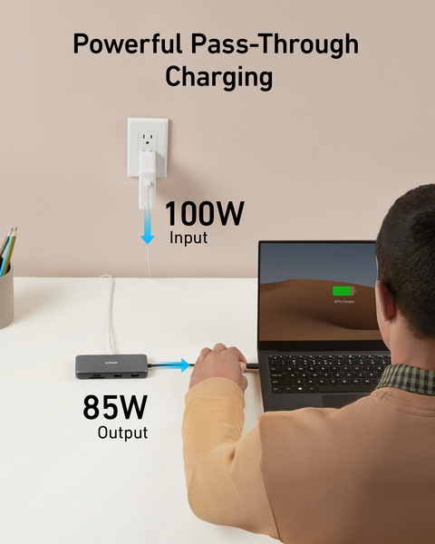 Anker USB-C Hub Single Display 8-in-1, Gray 4K HDMI, Ethernet, 10Gbps