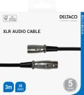 Deltaco XLR3-nastainen, 26 AWG -äänikaapeli, Musta, 3m