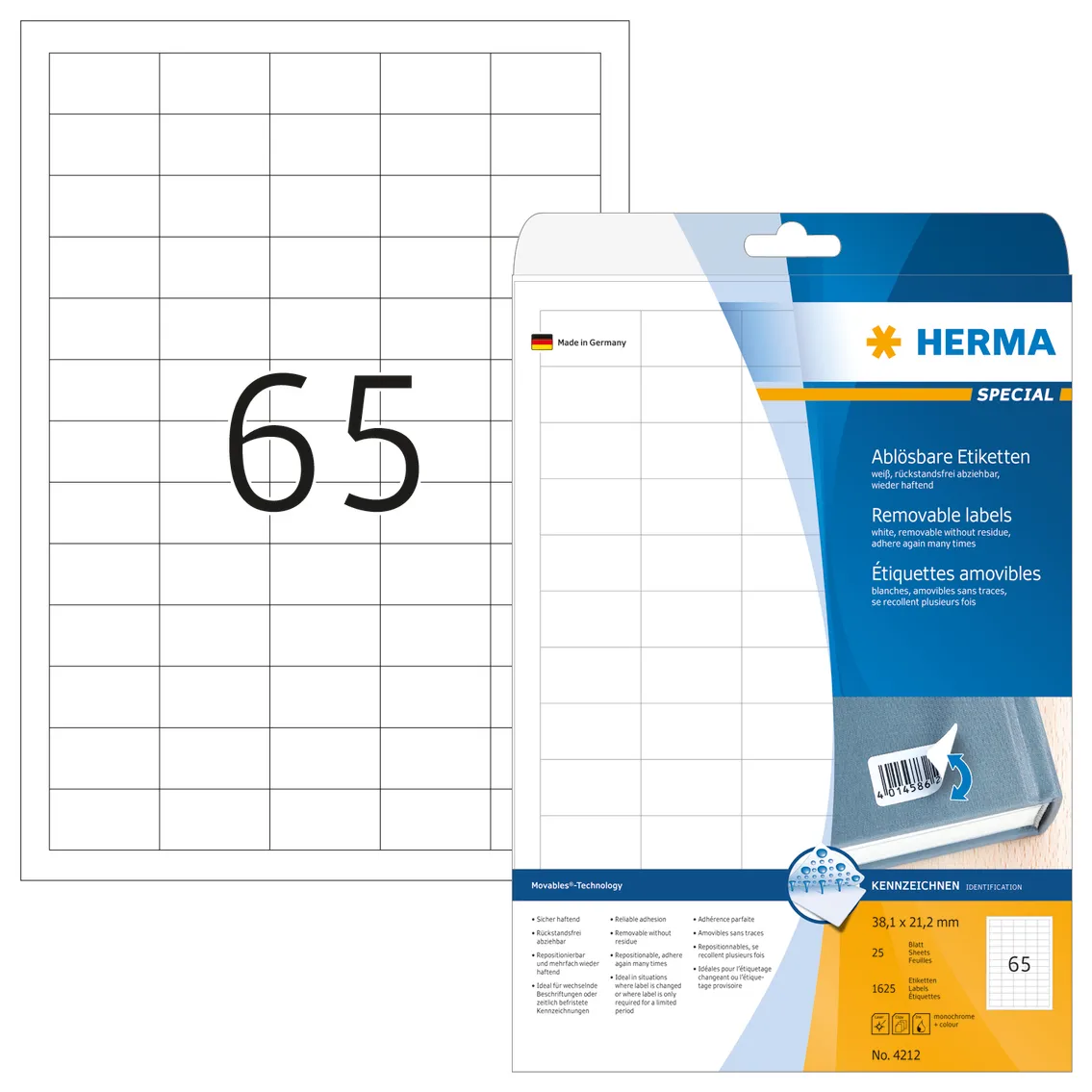 Herma label removable 38,1x21,2 (1625)