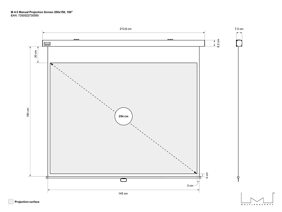 M 4:3 Manual Selflock Screen Deluxe 100&quot;