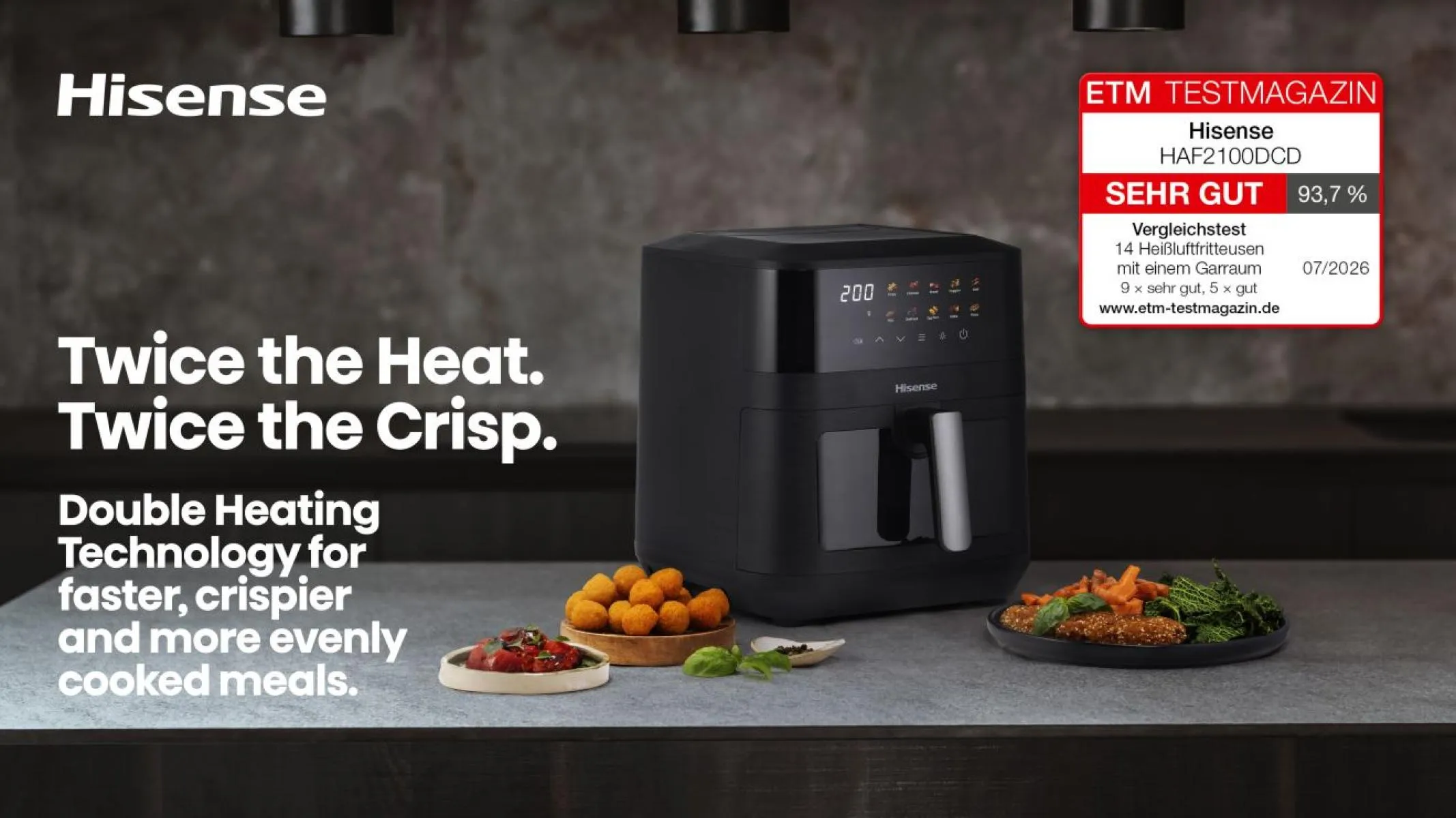 Hisense HAF2100DCD, 7,7 l, 2100 W, airfryer, svart
