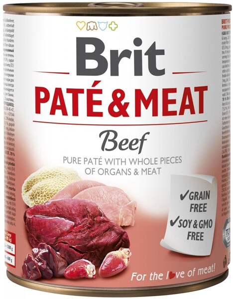 Brit Pat&eacute; &amp; Meat with Beef, Wet food for dogs, Adult, Grain Free, 800g