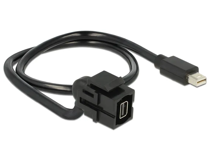 DeLOCK Keystone modul, Mini DP ho - Mini DP ha, 0,5m kabel, svart