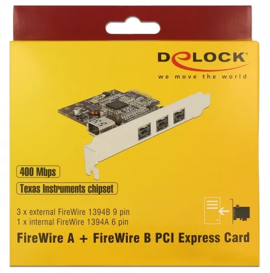 Delock PCI Express Card > 3 x external FireWire B + 1 x internal FireW