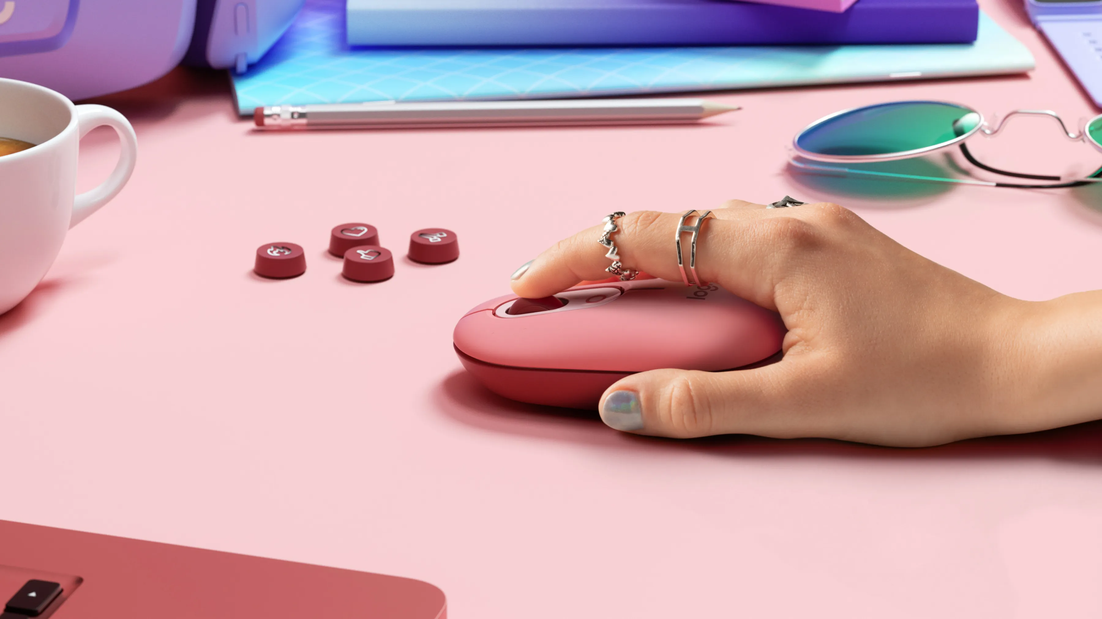 Logitech POP - wireless mouse, Heartbreaker Rose