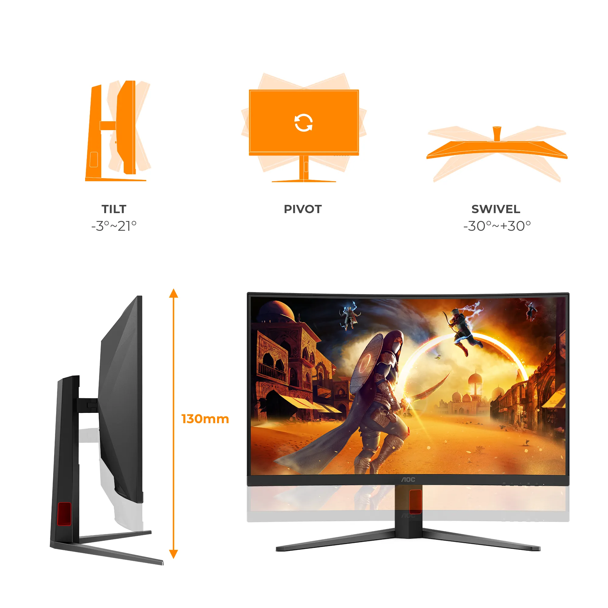 AOC C32G4Z 31.5" Full HD, VA, 260Hz, HDR10 curved gamingsk&auml;rm