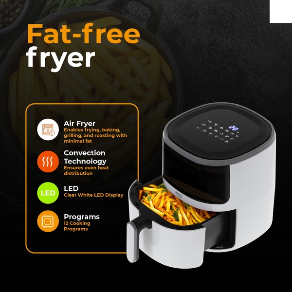 Camry CR 6313, 5L, 2000W, air fryer, Silver
