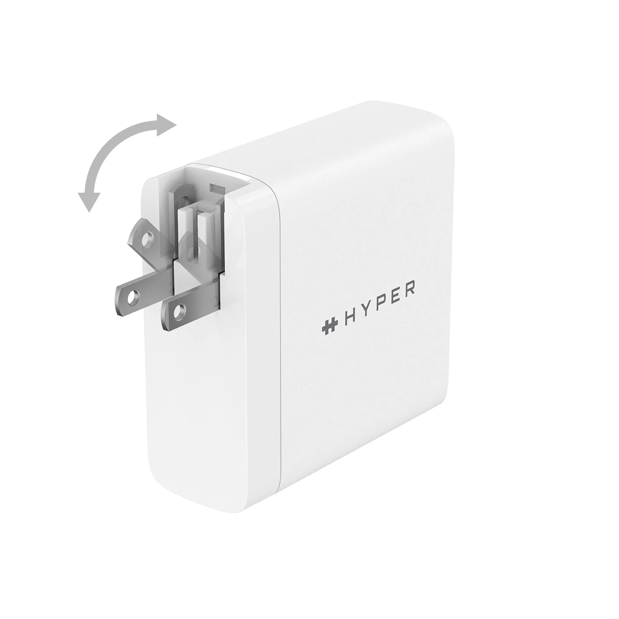 HyperJuice - Verkkosovitin - GaN-tekniikka - 140 watti(a) - QC 3.0, Power Delivery 3.1 - 3 l&auml;ht&ouml;liittimet (USB, 2 USB-C:t&auml;) - valkoinen