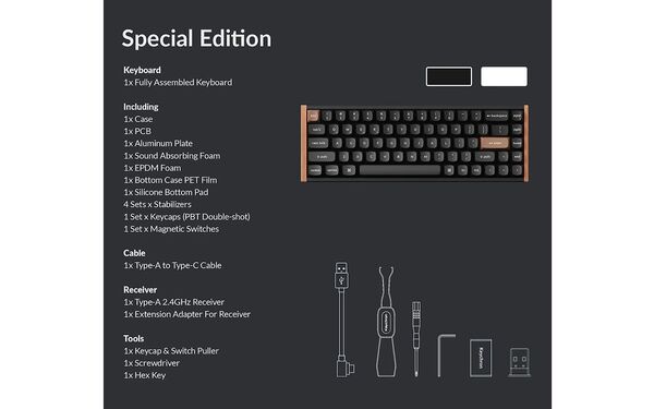 Keychron K6 HE SE 65% -langaton mekaaninen pelin&auml;pp&auml;imist&ouml;, Gateron Double-Rail Magnetic, valkoinen