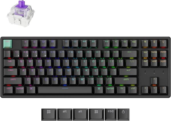 Keychron K8 HE 80% tr&aring;dl&ouml;st mekaniskt speltangentbord, Gateron Double-rail Magnetic, svart