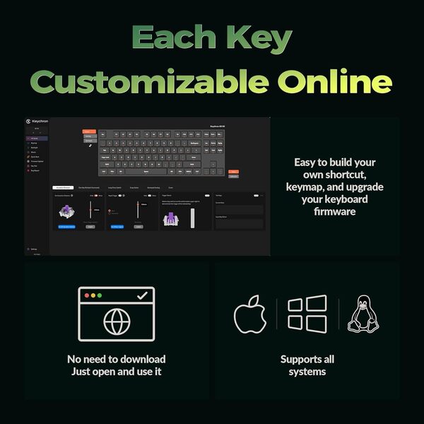Keychron K8 HE 80% tr&aring;dl&ouml;st mekaniskt speltangentbord, Gateron Double-rail Magnetic, svart