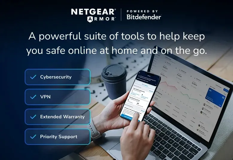 Netgear Orbi 970 Series -mesh WiFi -j&auml;rjestelm&auml;, Wi-Fi 7, BE27000, Quad-band, 3 kpl, 10G WAN -portilla, musta