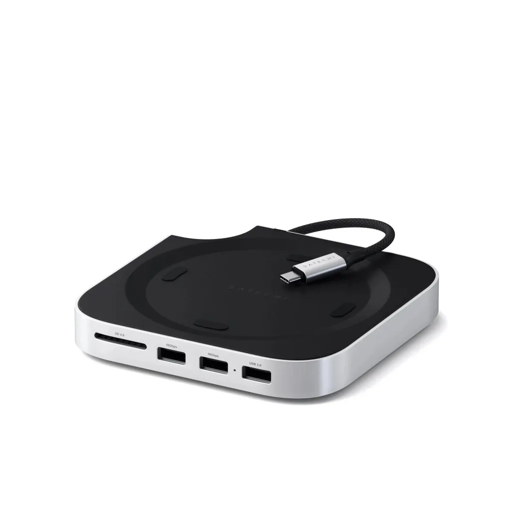 Satechi Mac Mini M4 Stand & Hub med M.2 NVMe SSD-plats
