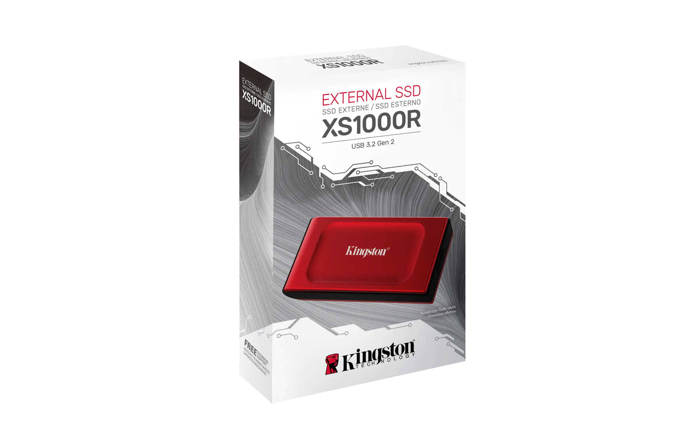 Kingston XS1000 2 Tt USB-C -ulkoinen SSD, Punainen