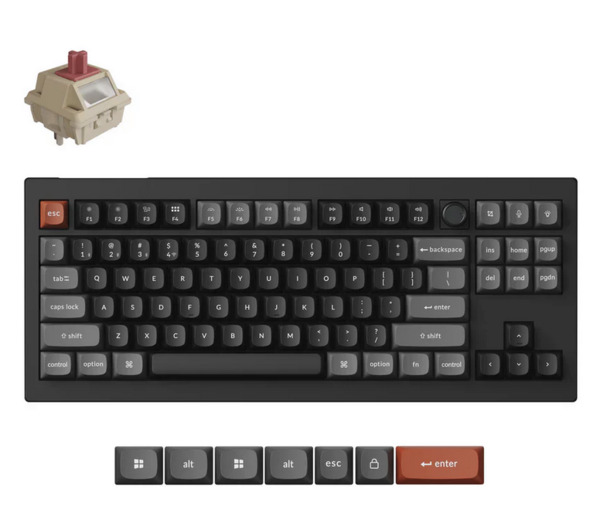 Keychron V3 Ultra 8K -langaton mekaaninen pelin&auml;pp&auml;imist&ouml;, Silk POM Red, musta
