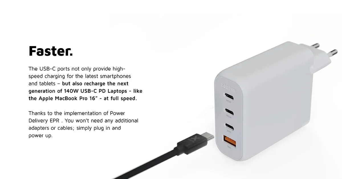 Xtorm 140W GaN2 Ultra Home Charger 3xUSB-C/USB-A - charger, White