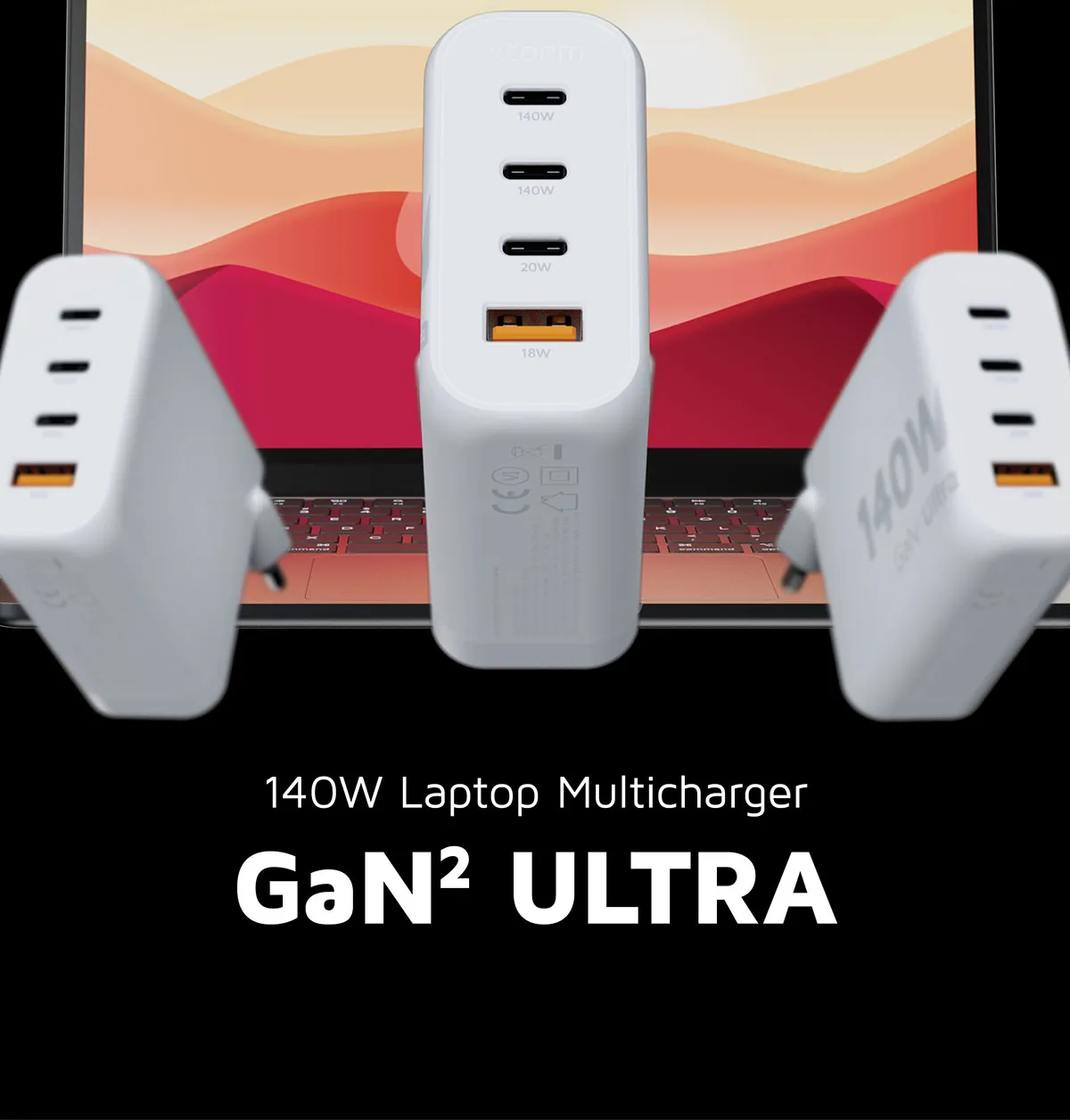 Xtorm 140W GaN2 Ultra Home Charger 3xUSB-C/USB-A - charger, White