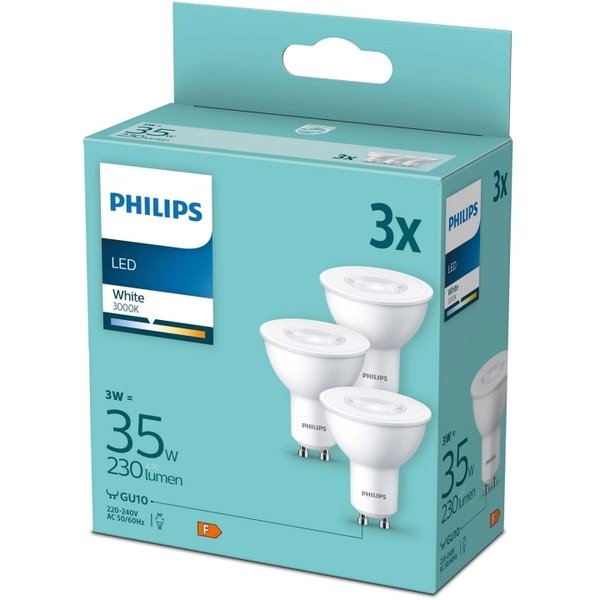 Philips LED PAR16 GU10 3 W 230 lm 3000 K Warm White 3-pack