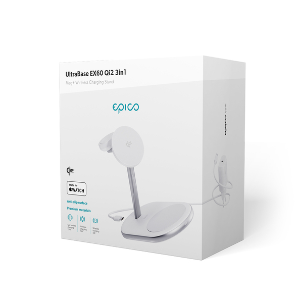 Epico UltraBase Qi2 3in1 Mag+ Wireless Charging Stand EX60 - white