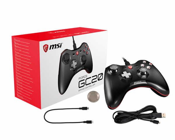 MSI Force GC20 Wired Game Controller with changeable D Pads. USB 2m Cable. Supports PC PS3. Android
