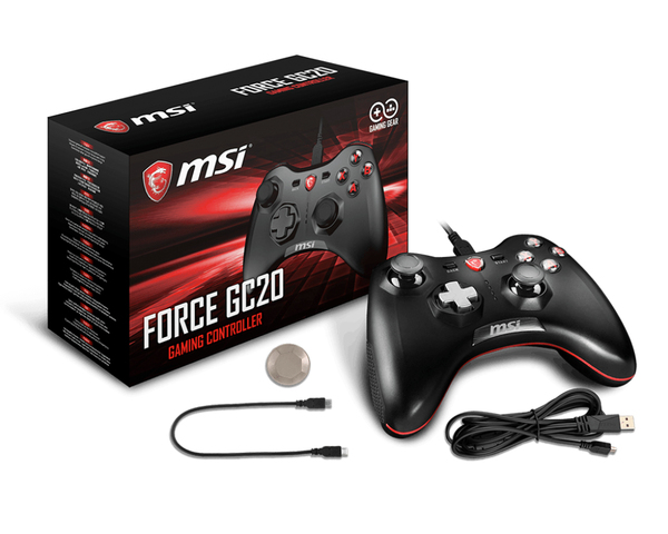 MSI Force GC20 Wired Game Controller with changeable D Pads. USB 2m Cable. Supports PC PS3. Android