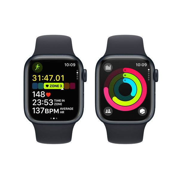 Apple Watch Series&nbsp;9 GPS + Cellular 41mm Midnight Aluminium Case with Midnight Sport Band - S/M