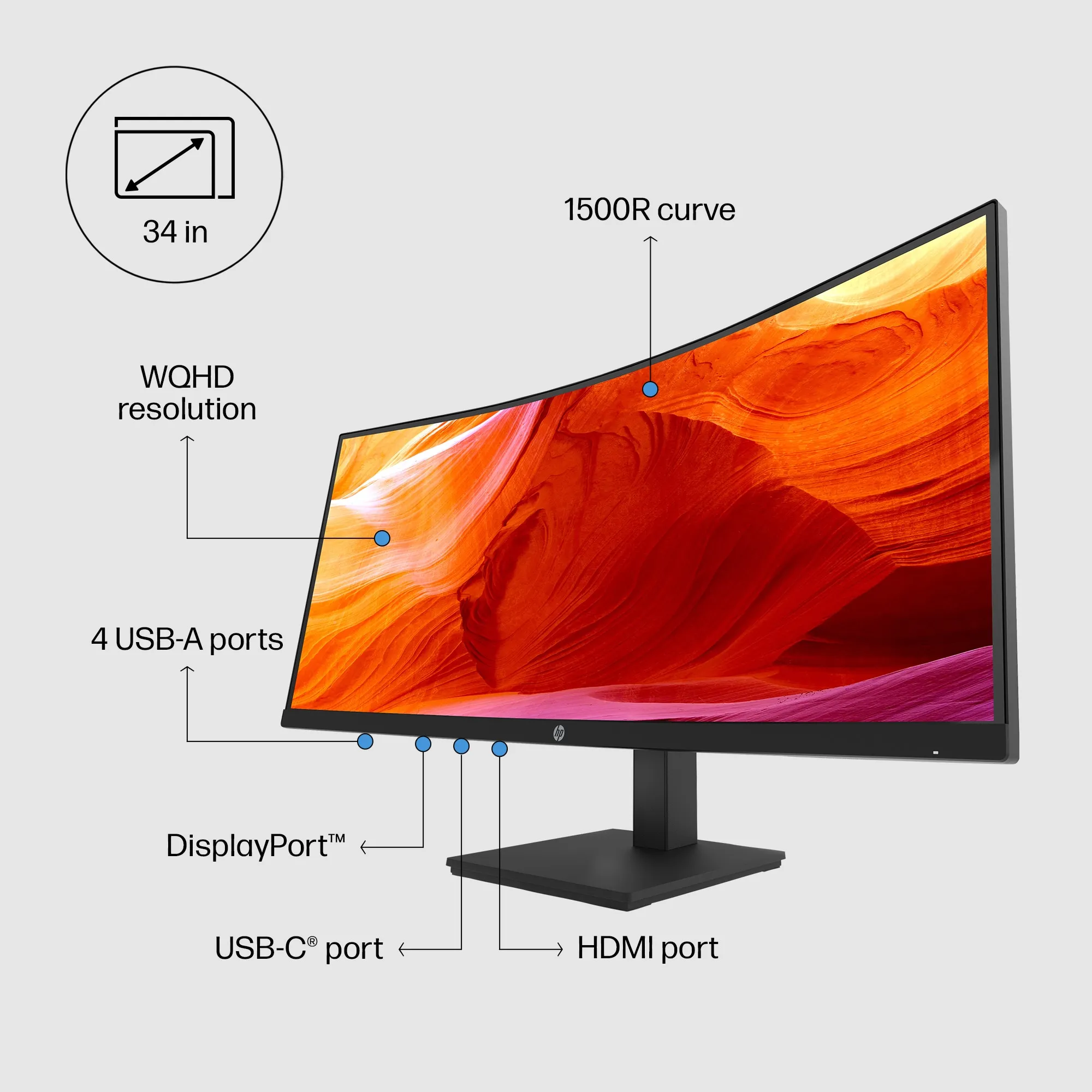 HP 34&quot; P34hc G4, UWQHD, USB-C, VA - curved sk&auml;rm