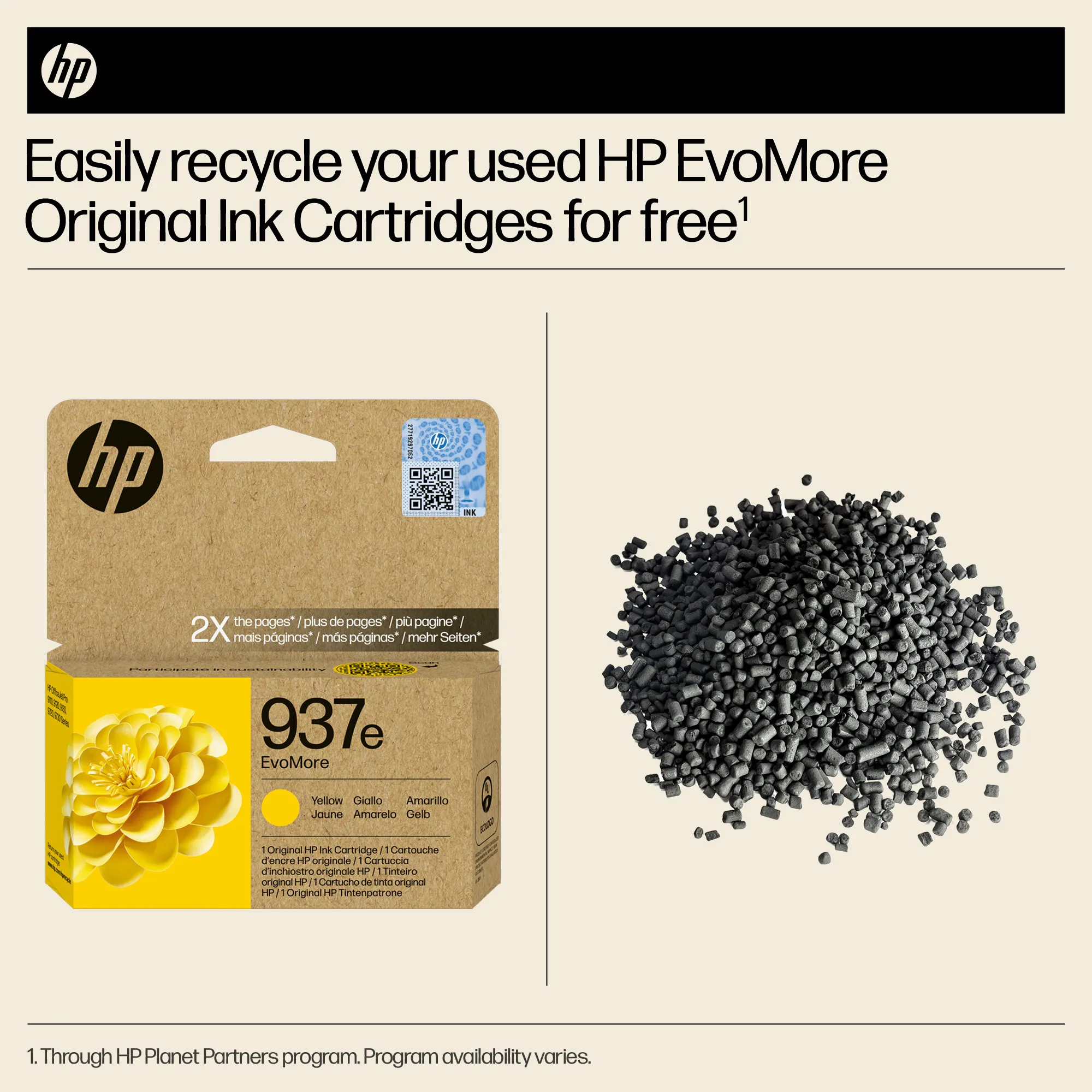 HP/InkHP 937e EvoMore YL Original Ink Ca