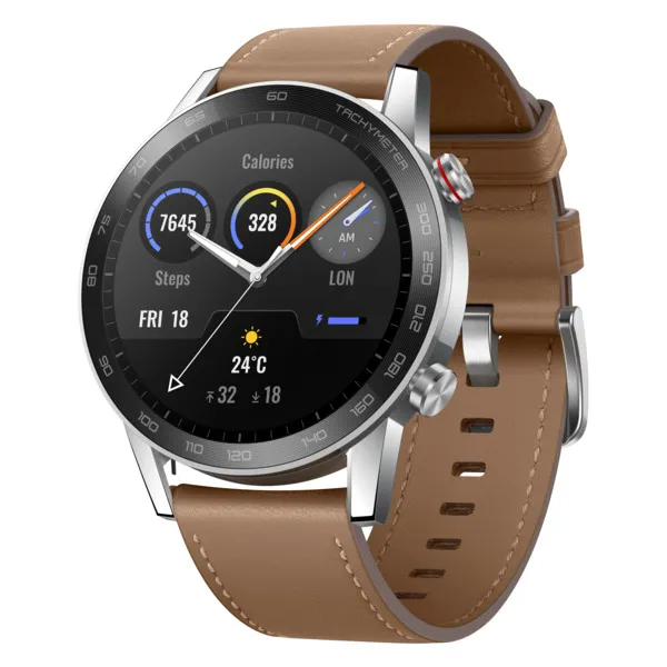 (Fyndh&ouml;rnan) Honor MagicWatch 2, 46mm, Leather Wristband - smartwatch, Flax Brown