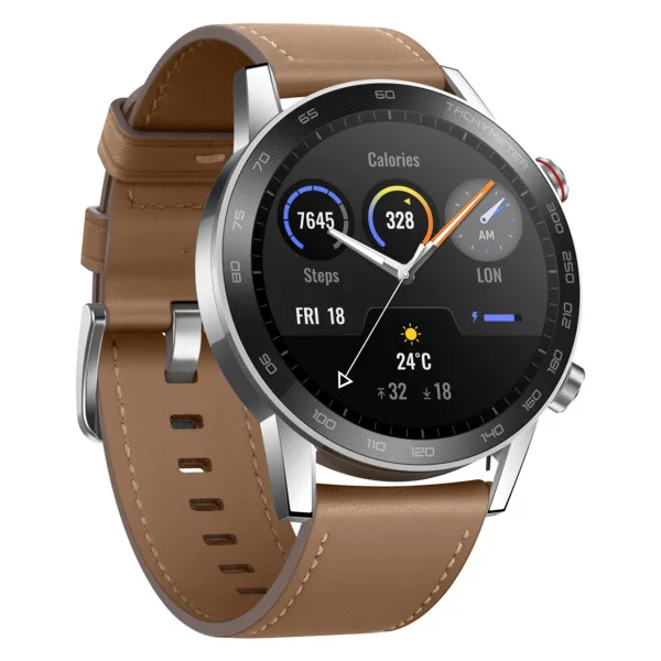 (Fyndh&ouml;rnan) Honor MagicWatch 2, 46mm, Leather Wristband - smartwatch, Flax Brown