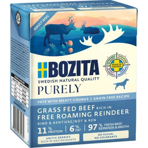 Bozita Purely Pat&eacute; Beef & Reindeer, Wet food for dogs, Adult, Grain Free, 370g