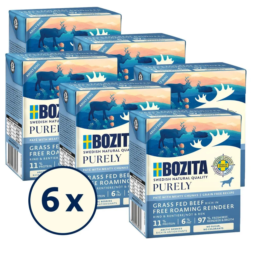 Bozita Purely Pat&eacute; Beef & Reindeer, Wet food for dogs, Adult, Grain Free, 370g