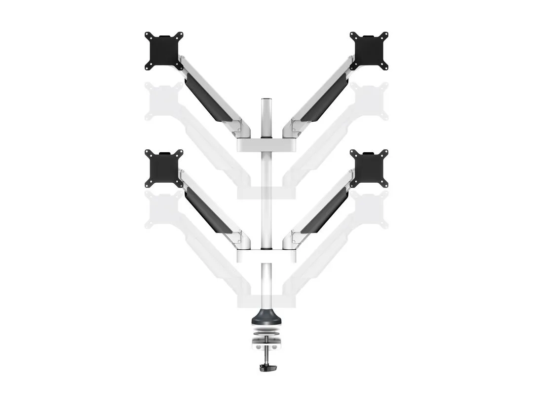 Multibrackets VESA Gas Lift Arm Quad Monitor Arm, for 4 monitors, 15-32", with gas spring, 40kg, White