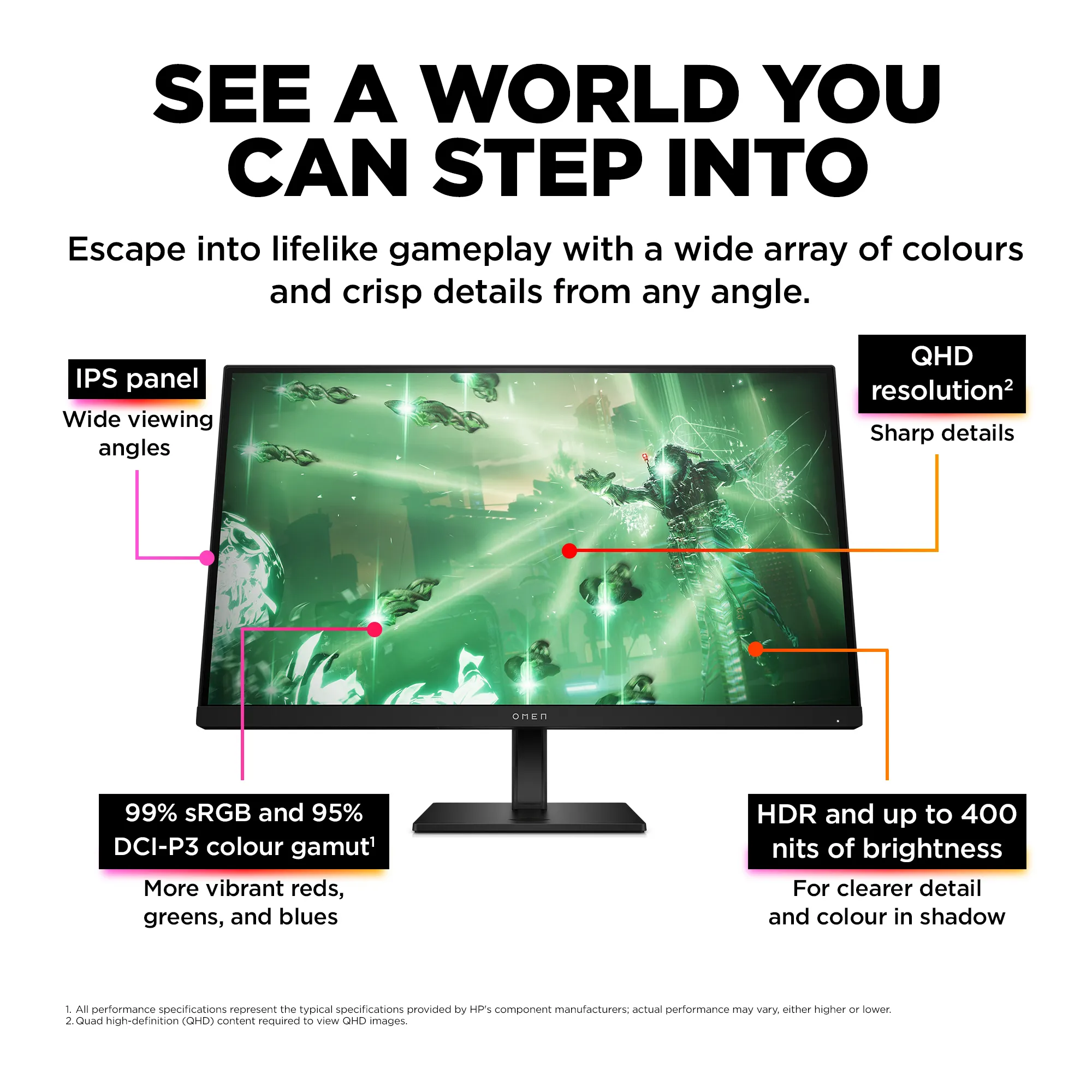 HP OMEN 27q 27&quot; QHD, IPS -pelin&auml;ytt&ouml;