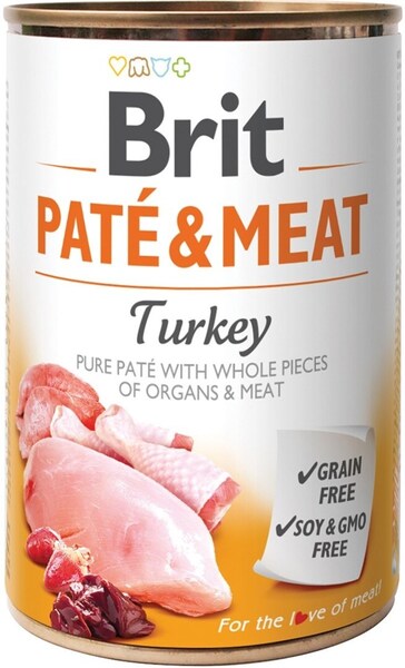 Brit Pat&eacute; & Meat with Turkey, Wet food for dogs, Adult, 400g