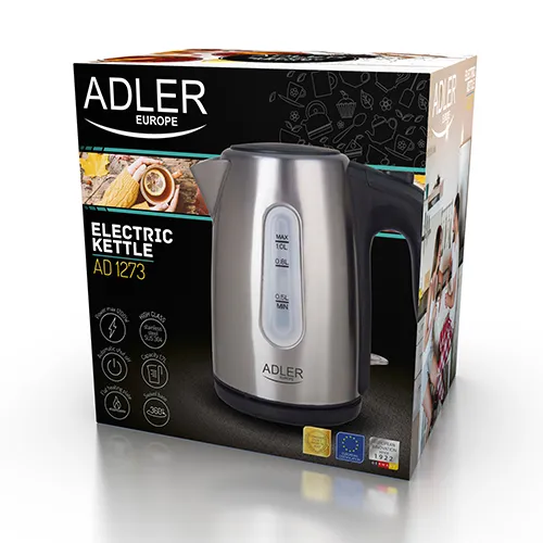 Adler AD 1273 kettle, 1.0L, 1200W, Black/Hazelnut