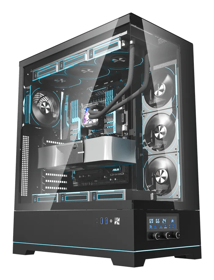 DARKFLASH DY451L PRO Midi-Tower Case with window and RGB lighting, Black