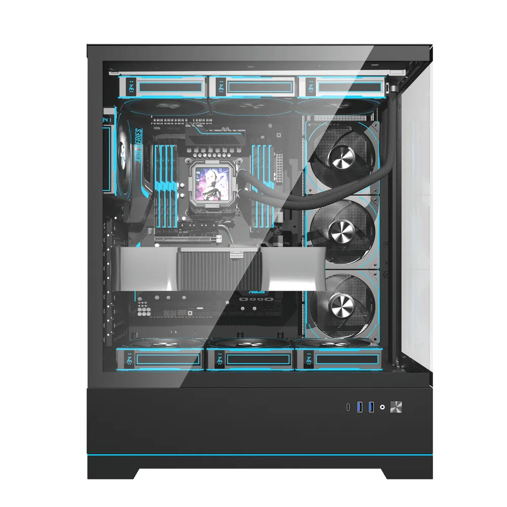 DARKFLASH DY451L PRO Midi-Tower Case with window and RGB lighting, Black