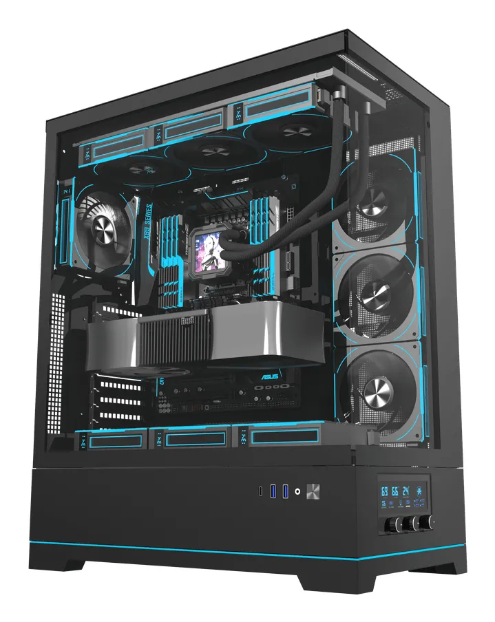 DARKFLASH DY451L PRO Midi-Tower Case with window and RGB lighting, Black