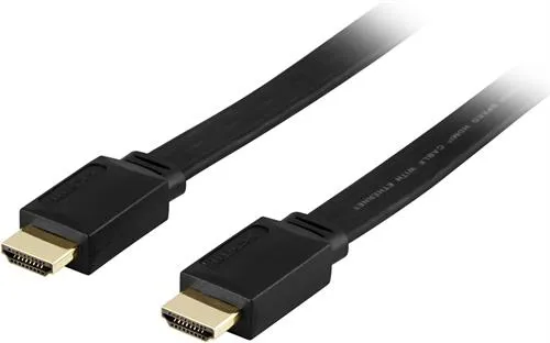 Deltaco HDMI – HDMI 1.4 - kabel, 10 m, Flat, Svart