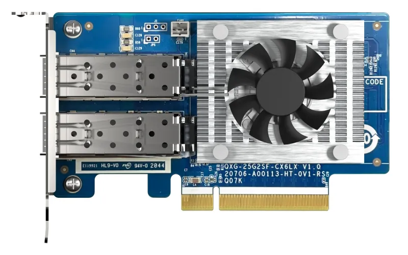 QNAP Dual-port SFP28 25GbE network expansion card low-profile form factor PCIe Gen4 x8