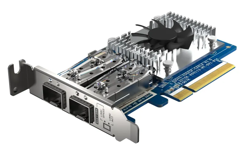 QNAP Dual-port SFP28 25GbE network expansion card low-profile form factor PCIe Gen4 x8