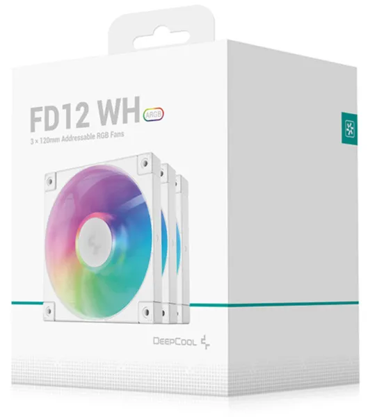 Deepcool FD12 ARGB 3in1 120mm - chassi fläkt, Vit, 3st