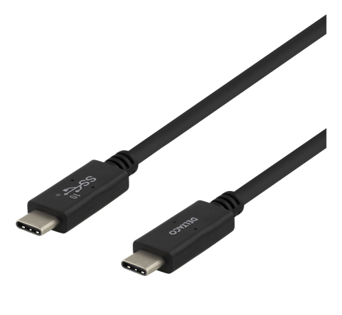 Deltaco Mobility USB-C – USB-C 3.1 Gen 2 - kabel, 1 m, Svart