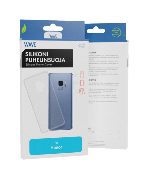 WAVE Silikonisuoja Honor VIEW 20 puhelimelle. L&auml;pin&auml;kyv&auml; ja t&auml;sm&auml;istuva suojakuori. Materiaali kulutusta kest&auml;v&auml;&auml; TPU muovia.