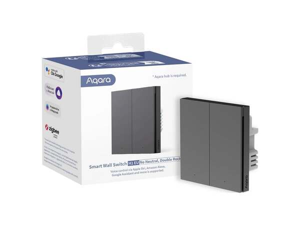 Aqara Smart Wall Switch H1 - Grey No neutral, Double rocker, Zigbee