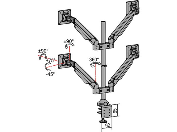 Multibrackets Gas Lift Arm Quad - monitor arm, black, 15&quot;-32&quot;, 10Kg