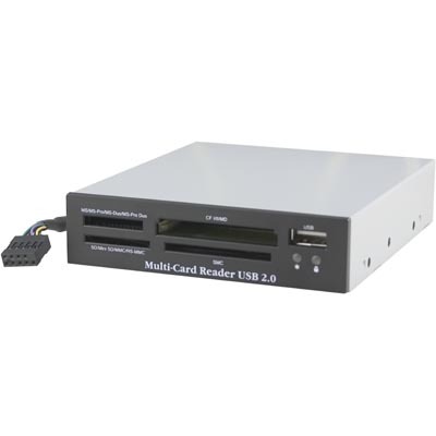 DELTACO USB 2.0 muistikortinlukija, sis&auml;inen 3.5&quot;, 30in1, musta