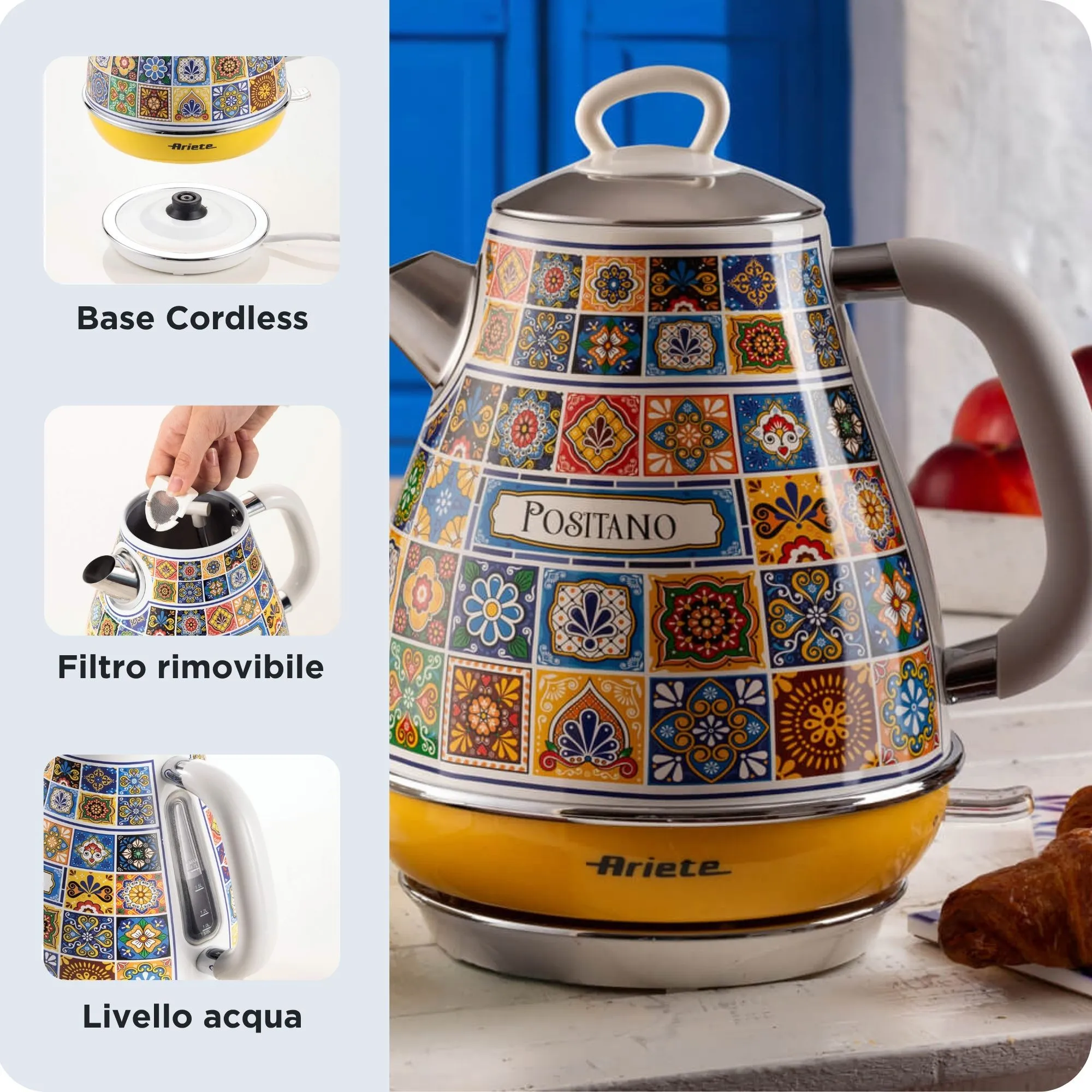 Ariete Positano -vedenkeitin, 1,7 l, 2000 W, moniv&auml;rinen